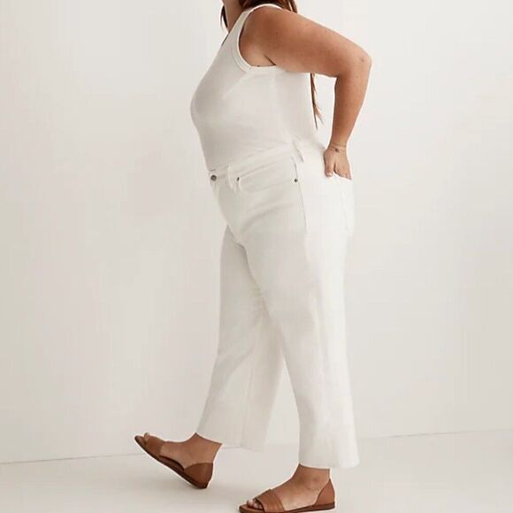 Madewell The Plus Perfect Vintage Wide-Leg Crop Jean in Tile White NWT size 24W - Picture 2 of 13
